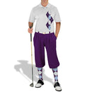 Golf Knickers: Men's Argyle Paradise Golf Shirt - Purple/Light Blue/White Clothing