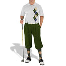 Golf Knickers: Men's Argyle Paradise Golf Shirt - Olive/Navy/Khaki Clothing