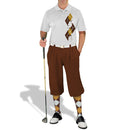 Golf Knickers: Men's Argyle Paradise Golf Shirt - Brown/Gold/White Clothing