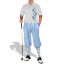 Golf Knickers: Men's Argyle Paradise Golf Shirt - Light Blue/White Clothing