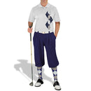 Golf Knickers: Men's Argyle Paradise Golf Shirt - Navy/Taupe/White Clothing