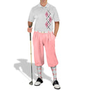 Golf Knickers: Men's Argyle Paradise Golf Shirt - Pink/White Clothing