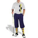 Golf Knickers: Men's Argyle Paradise Golf Shirt - Navy/Yellow Clothing