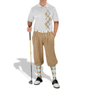 Golf Knickers: Men's Argyle Paradise Golf Shirt - Khaki/White Clothing