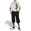 Golf Knickers: Men's Argyle Paradise Golf Shirt - Black/Red/Lime Clothing