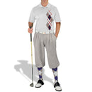 Golf Knickers: Men's Argyle Paradise Golf Shirt - Taupe/Navy/White Clothing