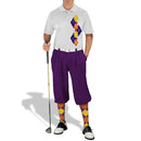 Golf Knickers: Men's Argyle Paradise Golf Shirt - Purple/Orange/Yellow Clothing