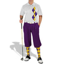 Golf Knickers: Men's Argyle Paradise Golf Shirt - Purple/Yellow Clothing