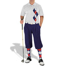 Golf Knickers: Men's Argyle Paradise Golf Shirt - Navy/Red/White Clothing
