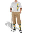 Golf Knickers: Men's Argyle Paradise Golf Shirt - Khaki/Dark Green/Yellow Clothing
