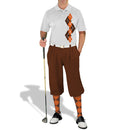 Golf Knickers: Men's Argyle Paradise Golf Shirt - Brown/Orange Clothing