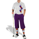 Golf Knickers: Men's Argyle Paradise Golf Shirt - Purple/Orange/White Clothing