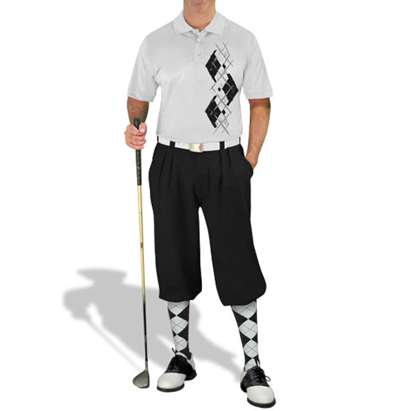 Golf Knickers: Men's Argyle Paradise Golf Shirt - Black/White