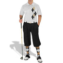 Golf Knickers: Men's Argyle Paradise Golf Shirt - Black/Khaki/White Clothing
