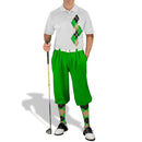 Golf Knickers: Men's Argyle Paradise Golf Shirt - Lime/Khaki/Black Clothing