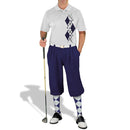 Golf Knickers: Men's Argyle Paradise Golf Shirt - Navy/White Clothing