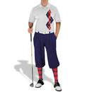 Golf Knickers: Men's Argyle Paradise Golf Shirt - Navy/Red Clothing