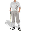 Golf Knickers: Men's Argyle Paradise Golf Shirt - Taupe/White Clothing