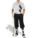 Golf Knickers: Men's Argyle Paradise Golf Shirt - Black/Purple/White Clothing