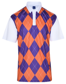 Classic Argyle Mens Golf Polo Shirt - Purple & Orange by ReadyGOLF