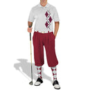 Golf Knickers: Men's Argyle Paradise Golf Shirt - Maroon/White Clothing
