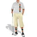 Golf Knickers: Men's Argyle Paradise Golf Shirt - Natural/Black/Orange Clothing