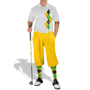 Golf Knickers: Men's Argyle Paradise Golf Shirt - Yellow/Lime/Black Clothing