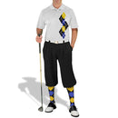Golf Knickers: Men's Argyle Paradise Golf Shirt - Black/Royal/Yellow Clothing