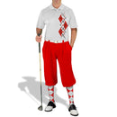 Golf Knickers: Men's Argyle Paradise Golf Shirt - Red/White Clothing