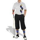 Golf Knickers: Men's Argyle Paradise Golf Shirt - Black/Royal/Khaki Clothing