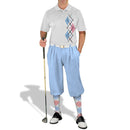 Golf Knickers: Men's Argyle Paradise Golf Shirt - White/Pink/Light Blue Clothing