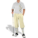 Golf Knickers: Men's Argyle Paradise Golf Shirt - Taupe/White Clothing