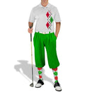 Golf Knickers: Men's Argyle Paradise Golf Shirt - White/Lime/Red Clothing