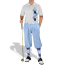 Golf Knickers: Men's Argyle Paradise Golf Shirt - Light Blue/Royal/White Clothing