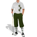 Golf Knickers: Men's Argyle Paradise Golf Shirt - Olive/White Clothing
