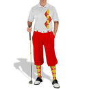Golf Knickers: Men's Argyle Paradise Golf Shirt - Red/Yellow Clothing