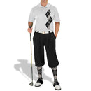 Golf Knickers: Men's Argyle Paradise Golf Shirt - Black/Taupe/Charcoal Clothing
