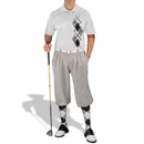 Golf Knickers: Men's Argyle Paradise Golf Shirt - Taupe/Black/White Clothing