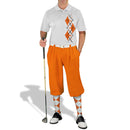 Golf Knickers: Men's Argyle Paradise Golf Shirt - Orange/White Clothing
