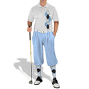 Golf Knickers: Men's Argyle Paradise Golf Shirt - Light Blue/Black/White Clothing