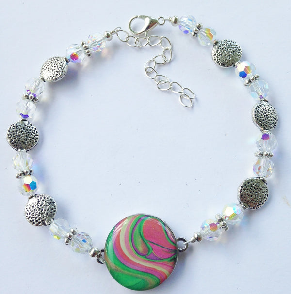 One Putt Designs - Aurora Borealis Crystal Ball Marker Ankle Bracelet #4SWCG