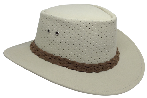 Aussie Chiller Outback Bushie Perforated Hat - Pearl White