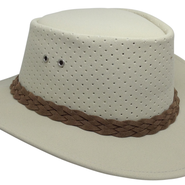 Aussie Chiller Pearl White Bushie Perforated Golf Hat