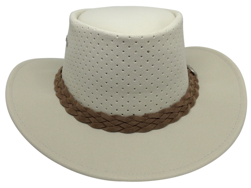 Aussie Chiller Outback Bushie Perforated Hat - Pearl White