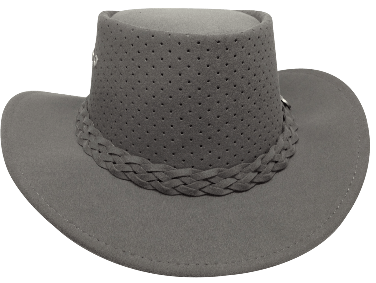 Grey Outback Bushie Perforated Shade Hat by Aussie Chiller