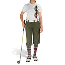 Golf Knickers: Ladies Argyle Paradise Golf Shirt - Taupe/Maroon/Olive Clothing