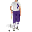 Golf Knickers: Ladies Argyle Paradise Golf Shirt - Purple/White Clothing