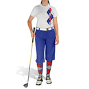 Golf Knickers: Ladies Argyle Paradise Golf Shirt - Royal/Taupe/Red Clothing