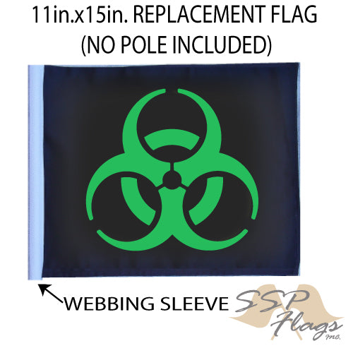 SSP Flags: 11x15 inch Golf Cart Replacement Flag - Biohazard Green