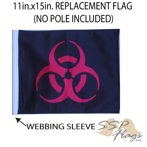 SSP Flags: 11x15 inch Golf Cart Replacement Flag - Biohazard Red